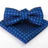 Набор мужской: галстук-бабочка + платок, синий - Набор мужской: галстук-бабочка + платок, синий