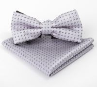 Набор мужской: галстук-бабочка + платок, серый