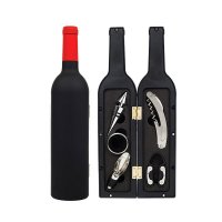  Подарочный винный набор сомелье в виде бутылки 32 см, 5 в 1, с красным горлышком